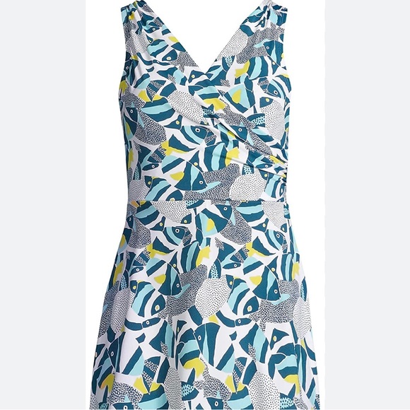 Lands' End Swim Lands End Fish Tummy Control One Piece Swimsuit